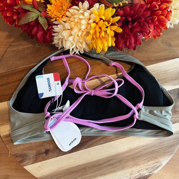 prAna Womens Tulum Swim Top SMALL in Black Color Block - Picture 4 of 7